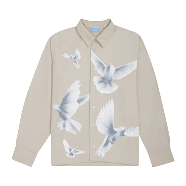 3.PARADIS Freedom Birds Button Shirt 'Beige'