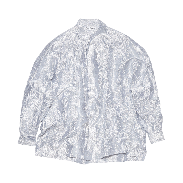 Acne Studios Crinkled Lurex Button Up 'Silver'