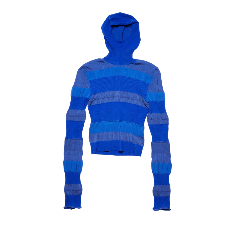 Acne Studios Mixed Ribbed High Neck Hoodie 'Blue'