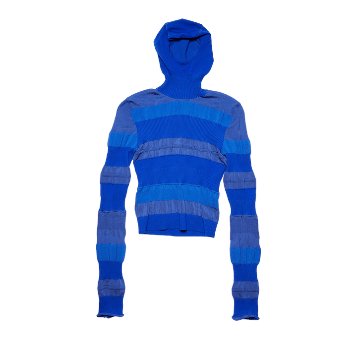 Acne Studios Mixed Ribbed High Neck Hoodie 'Blue'