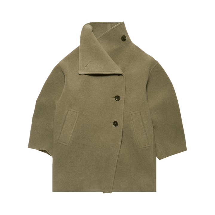 Acne Studios Wool Funnel Neck Coat 'Hunter Green'