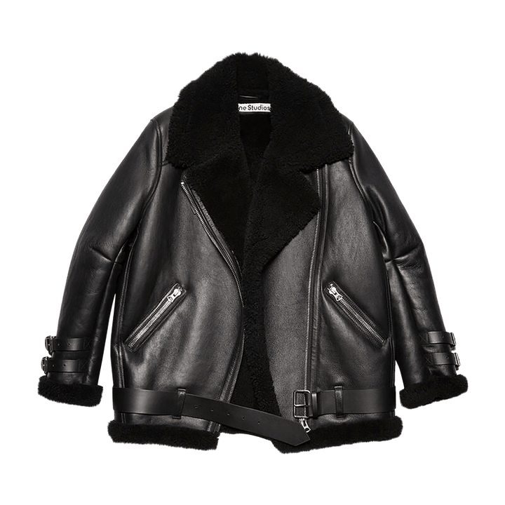 Acne Studios Leather Shearling Jacket 'Black'