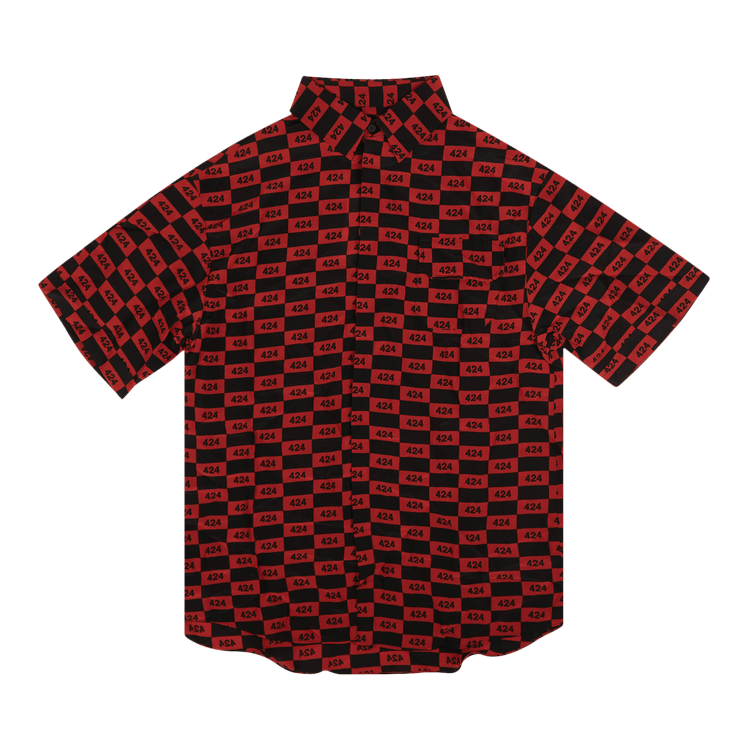 424 Checked Logo Short-Sleeve Shirt 'Red/Black'