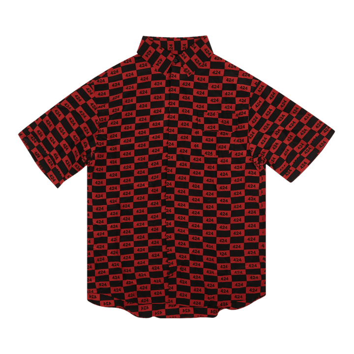 424 Checked Logo Short-Sleeve Shirt 'Red/Black'