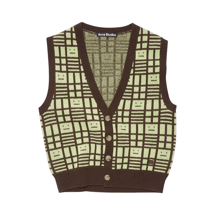 Acne Studios Sleeveless Cardigan 'Pale Green/Cacao Brown'