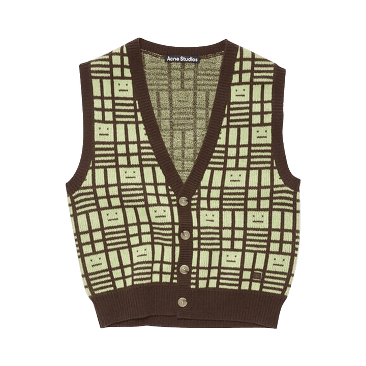 Acne Studios Sleeveless Cardigan 'Pale Green/Cacao Brown'