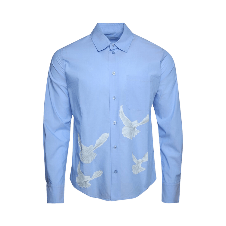 3.PARADIS Singing Birds Long-Sleeve Shirt 'Sky Blue'