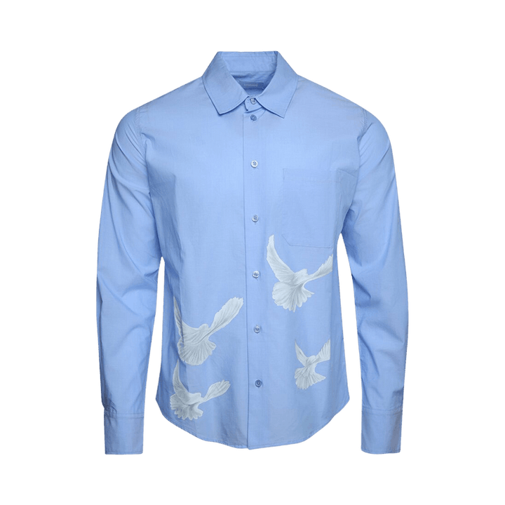 3.PARADIS Singing Birds Long-Sleeve Shirt 'Sky Blue'