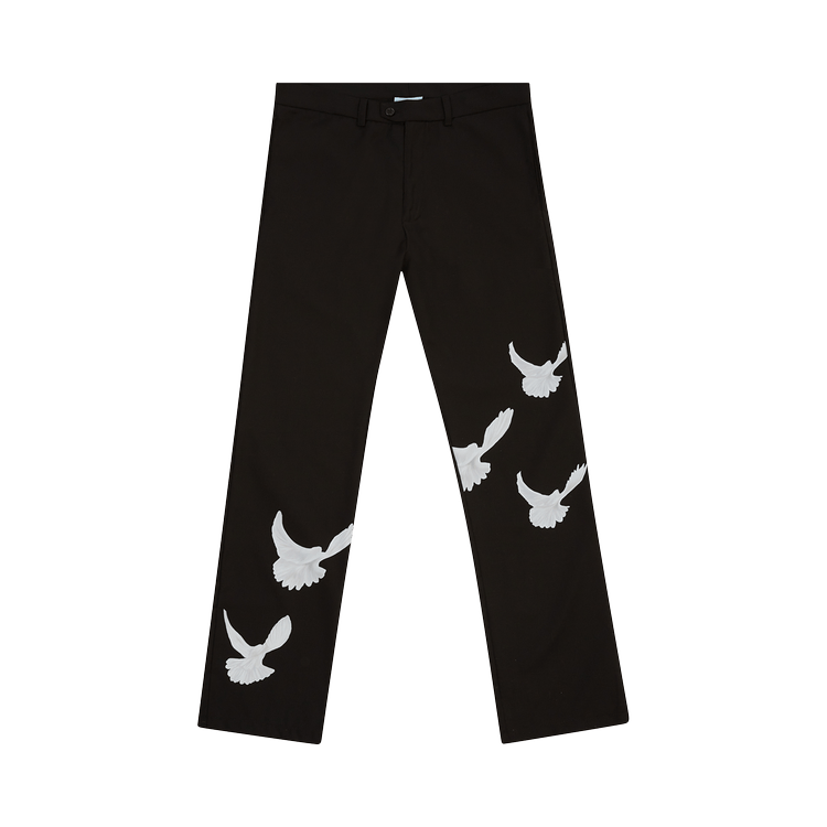 3.PARADIS Singing Doves Cotton Wide Trousers 'Black'