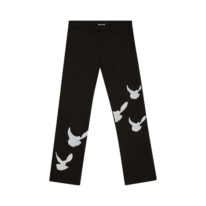 3.PARADIS Singing Doves Cotton Wide Trousers 'Black'
