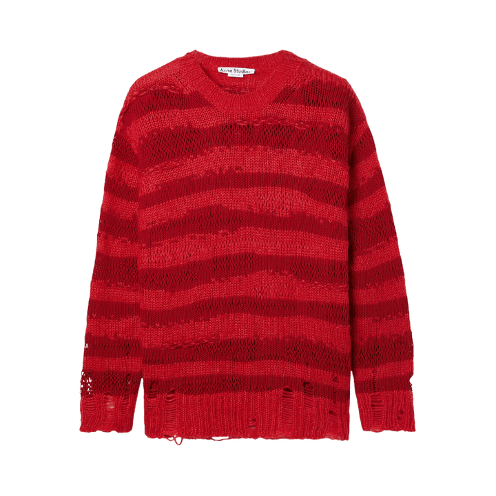 Acne Studios Distressed Stripe Jumper 'Red/Deep Red'