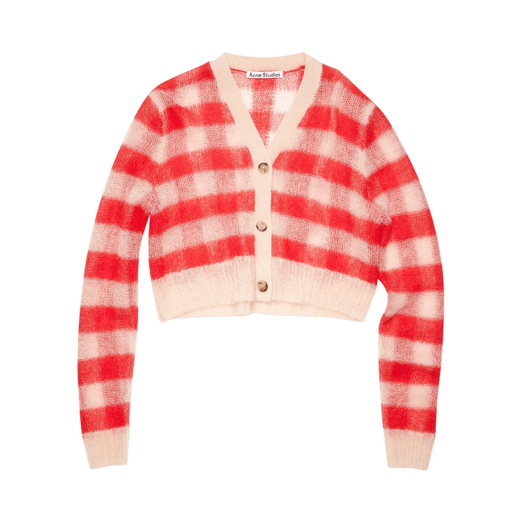 Acne Studios Gingham Check Cardigan 'Beige/Red'