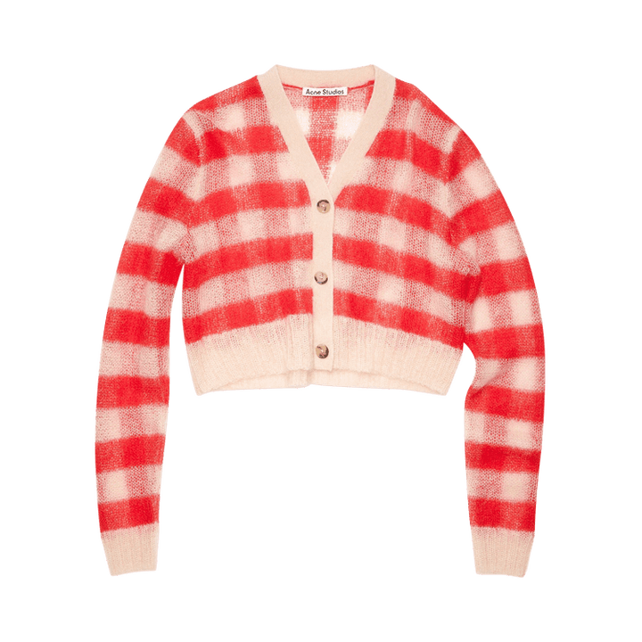 Acne Studios Gingham Check Cardigan 'Beige/Red'