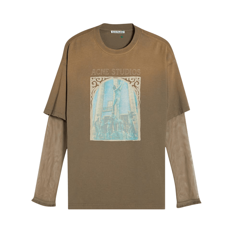 Acne Studios Layered Printed T-Shirt 'Taupe/Grey'