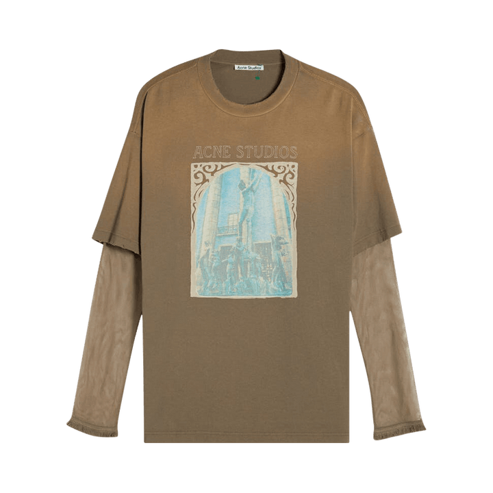 Acne Studios Layered Printed T-Shirt 'Taupe/Grey'