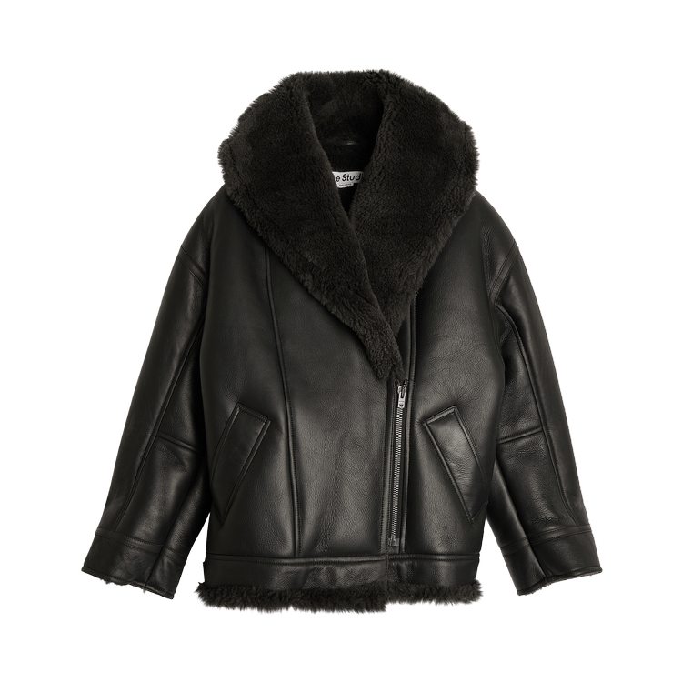 Acne Studios Leather Shearling Jacket 'Black'