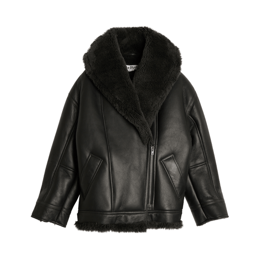 Acne Studios Leather Shearling Jacket 'Black'