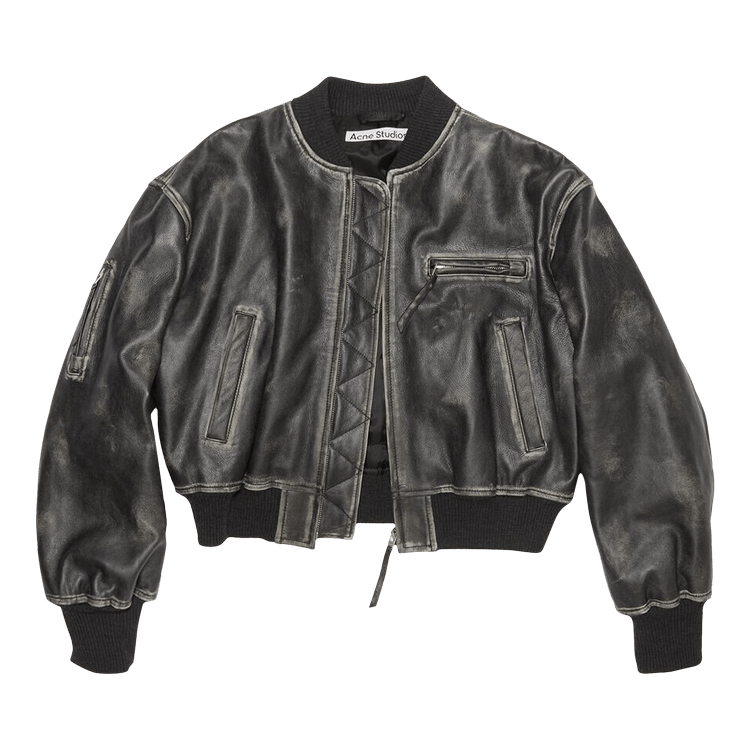Acne Studios Leather Bomber Jacket 'Black'