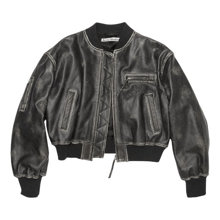 Acne Studios Leather Bomber Jacket 'Black'