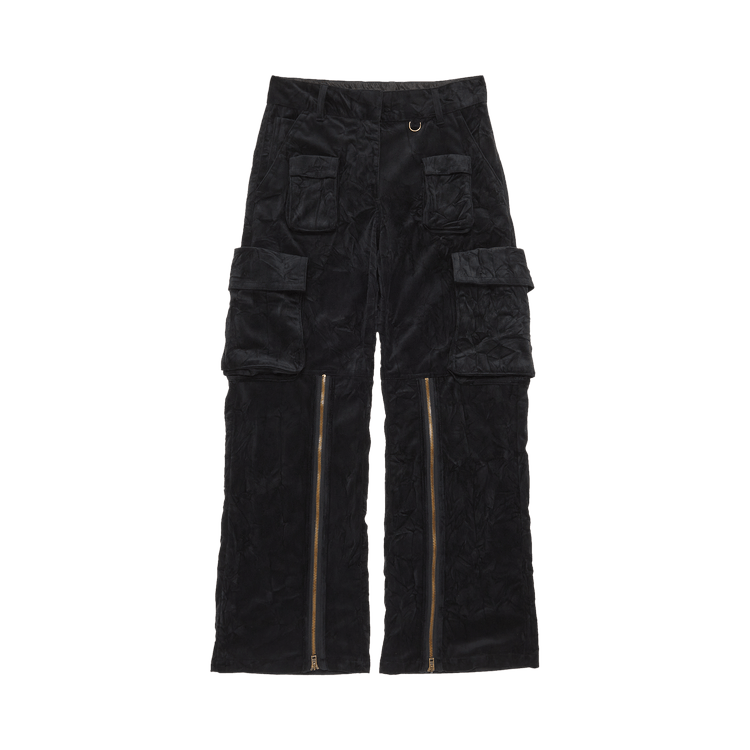 Acne Studios Crinkled Velvet Cargo Trousers 'Black'