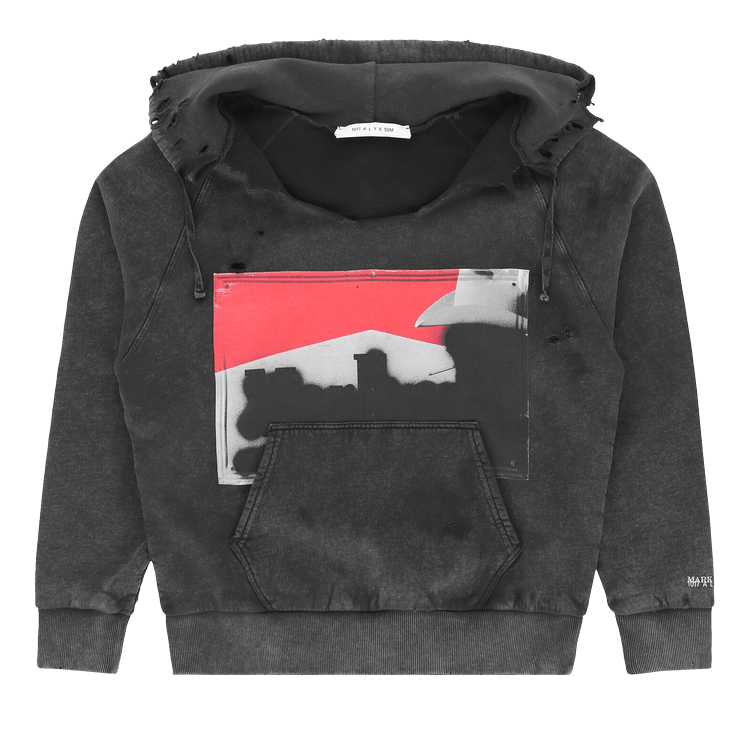 1017 ALYX 9SM Destroyed Mark Flood Box Hoodie 'Black'