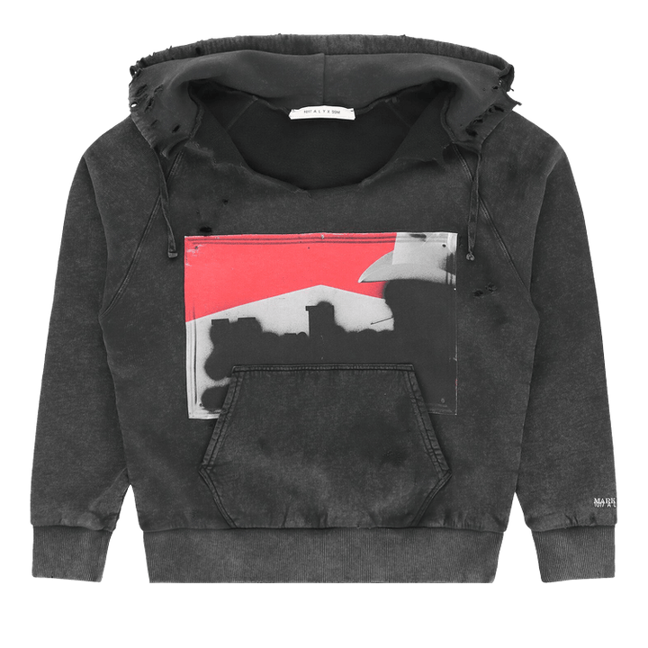 1017 ALYX 9SM Destroyed Mark Flood Box Hoodie 'Black'