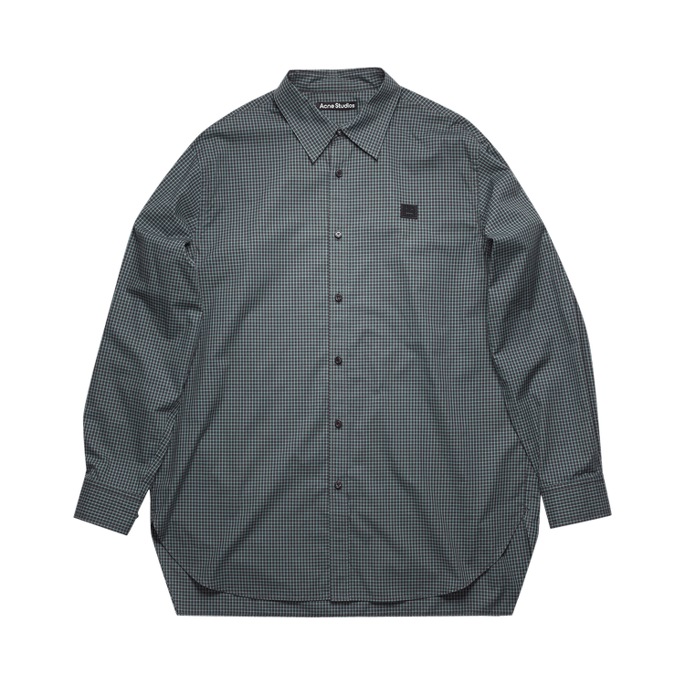 Acne Studios Face Patch Checked Shirt 'Navy Blue'