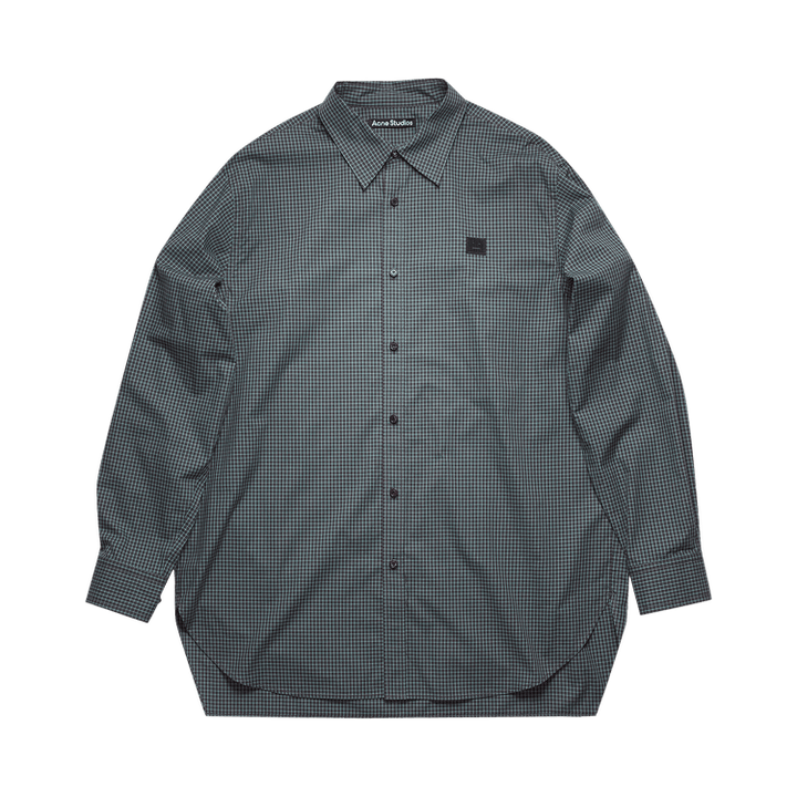 Acne Studios Face Patch Checked Shirt 'Navy Blue'