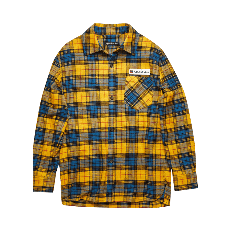Acne Studios Logo Patch Flannel Overshirt 'Yellow/Black'