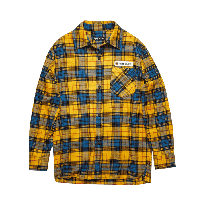 Acne Studios Logo Patch Flannel Overshirt 'Yellow/Black'