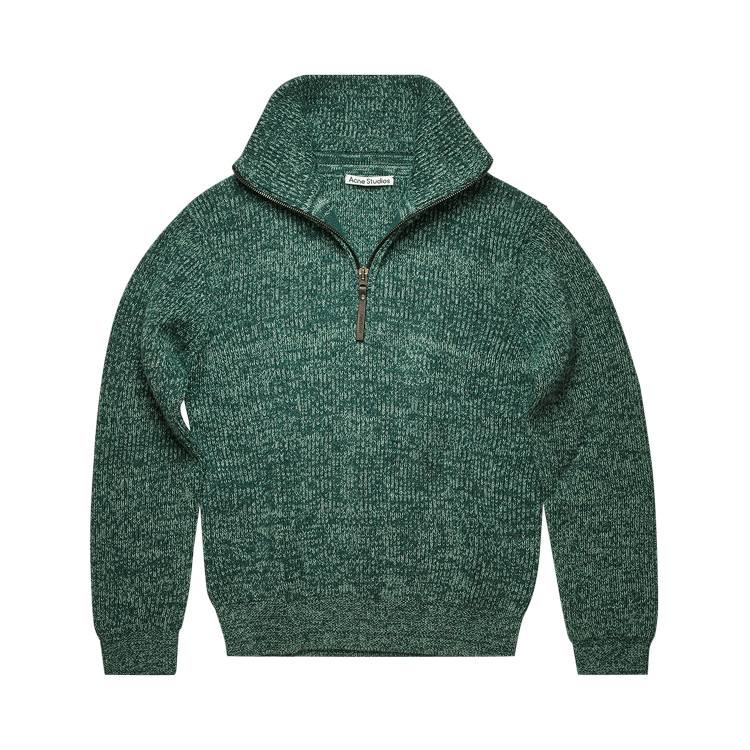 Acne Studios Half-Zip Knitted Sweater 'Forest Green/Mint Green'