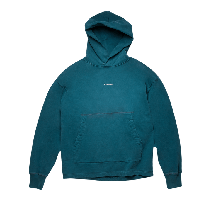 Acne Studios Logo Print Hooded Sweatshirt 'Deep Petrol'