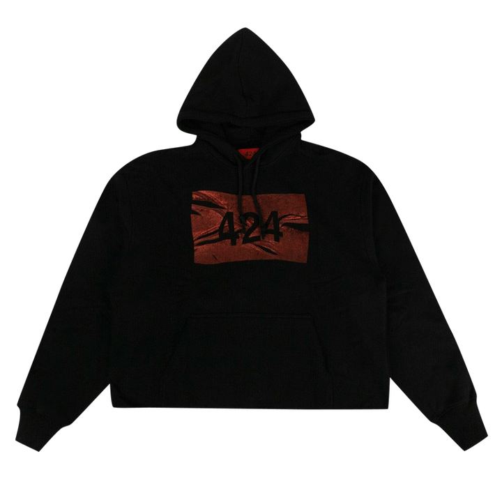 424 Cropped Logo Hooded Sweatshirt 'Black'