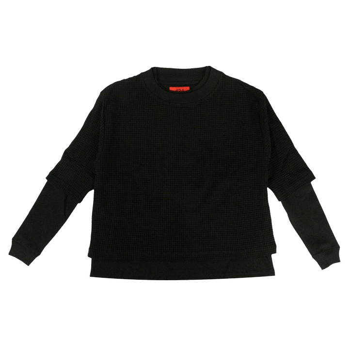 424 Waffle Knit Double Layer T-Shirt 'Black'