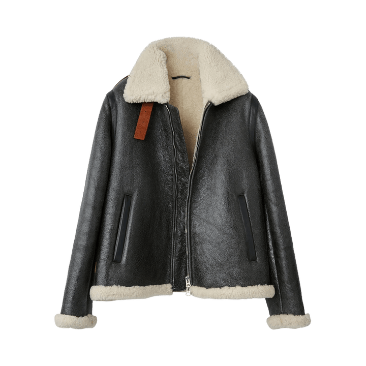Acne Studios Shearling Lined Calf Leather Jacket 'Dark Brown'