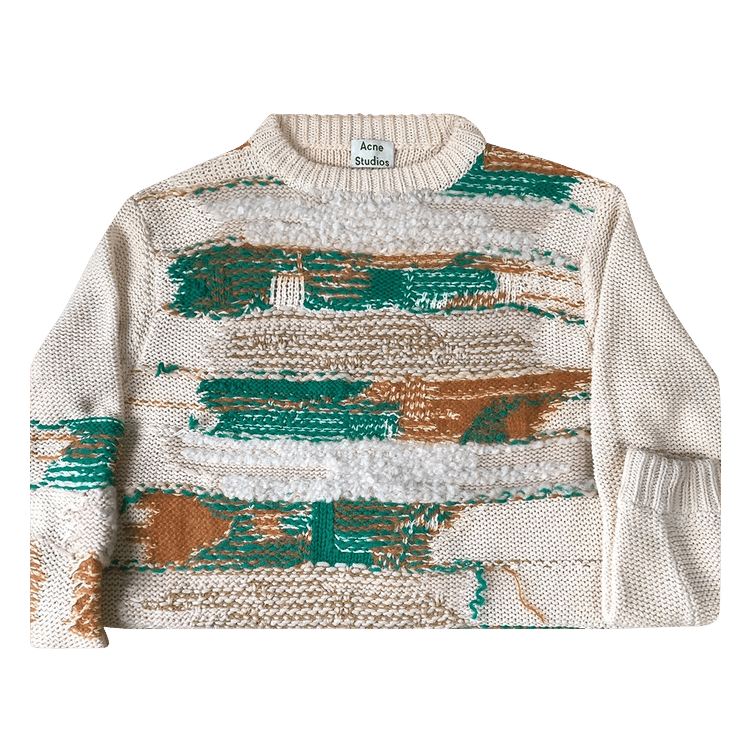 Acne Studios Irregular Striped Crewneck Sweater 'Cream'