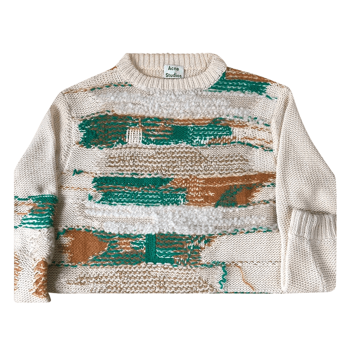 Acne Studios Irregular Striped Crewneck Sweater 'Cream'