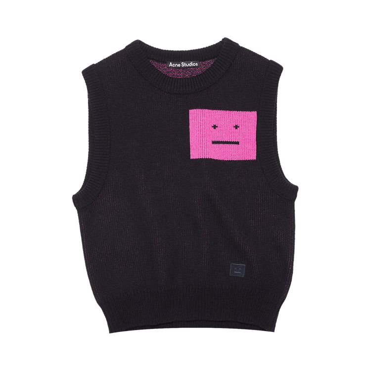 Acne Studios Wool Sweater Vest 'Black/Fluo Pink'