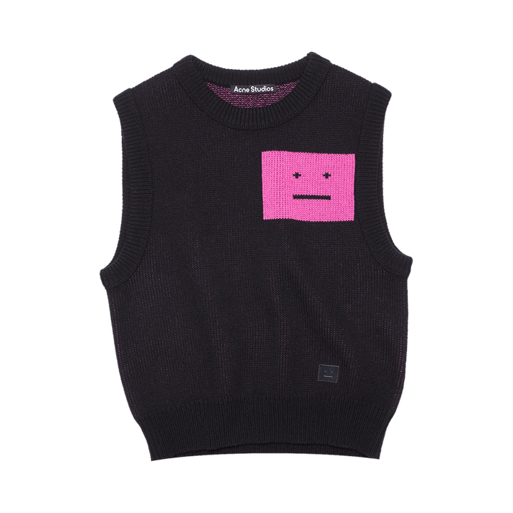 Acne Studios Wool Sweater Vest 'Black/Fluo Pink'