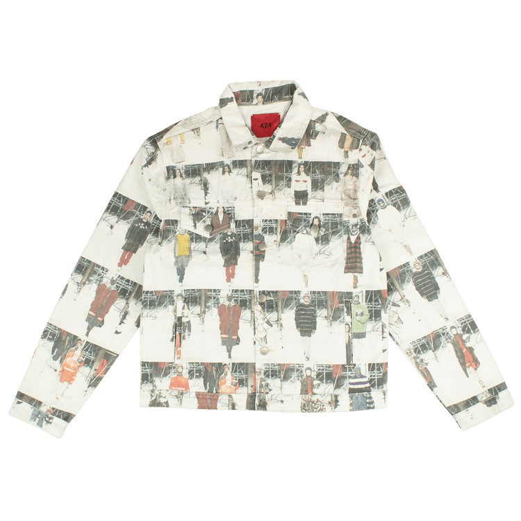 424 Photo Print Denim Jacket 'White'