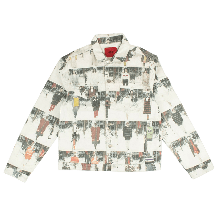 424 Photo Print Denim Jacket 'White'