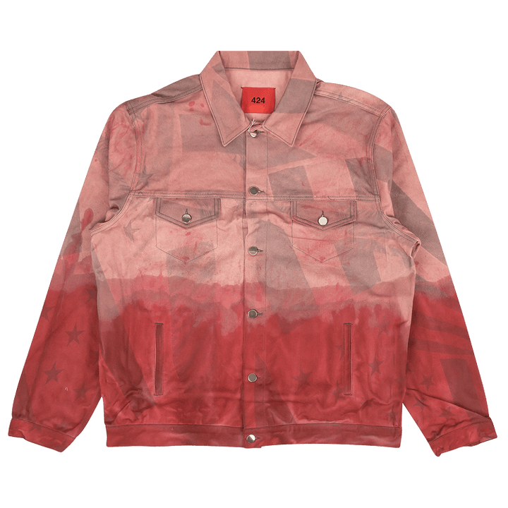424 Pigment Dip American Flag Denim Jacket 'Pink'