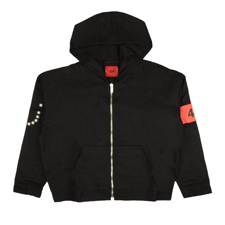 424 Vintage Wash Hooded Jacket 'Black'