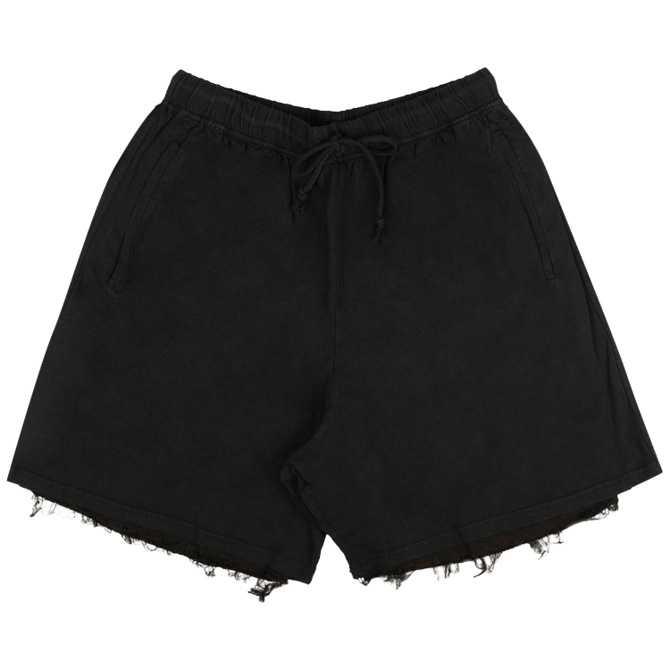 424 Frayed Edge Cotton Drawstring Shorts 'Black'