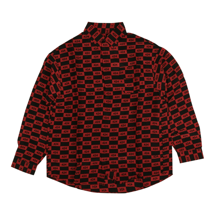 424 Logo Button Down Shirt 'Red/Black'