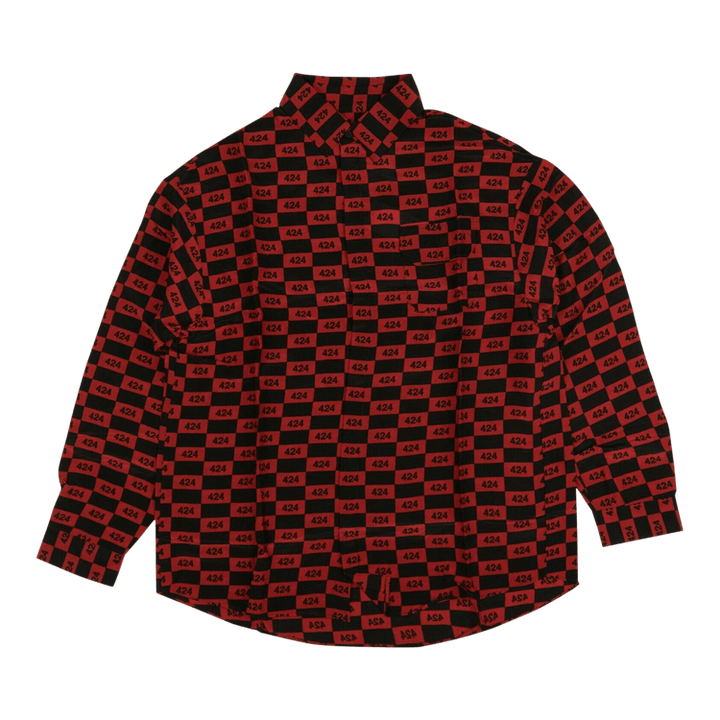 424 Logo Button Down Shirt 'Red/Black'