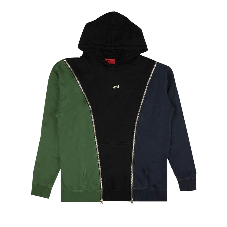 424 Reworked Hoodie Sweatshirt 'Black/Navy/Green'